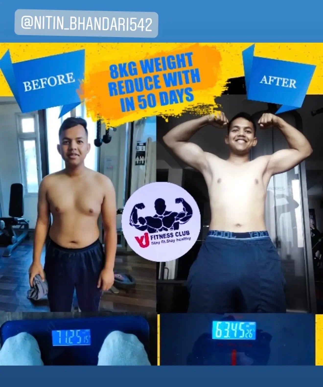 Member transformation at Vijay Fitness Club