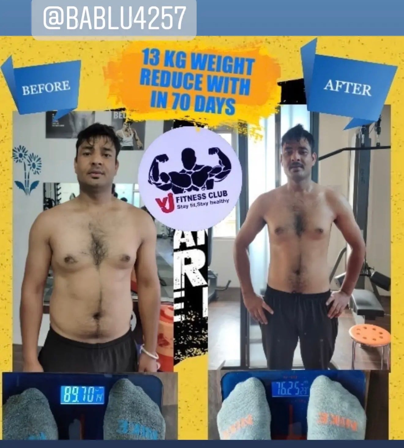 Member transformation at Vijay Fitness Club