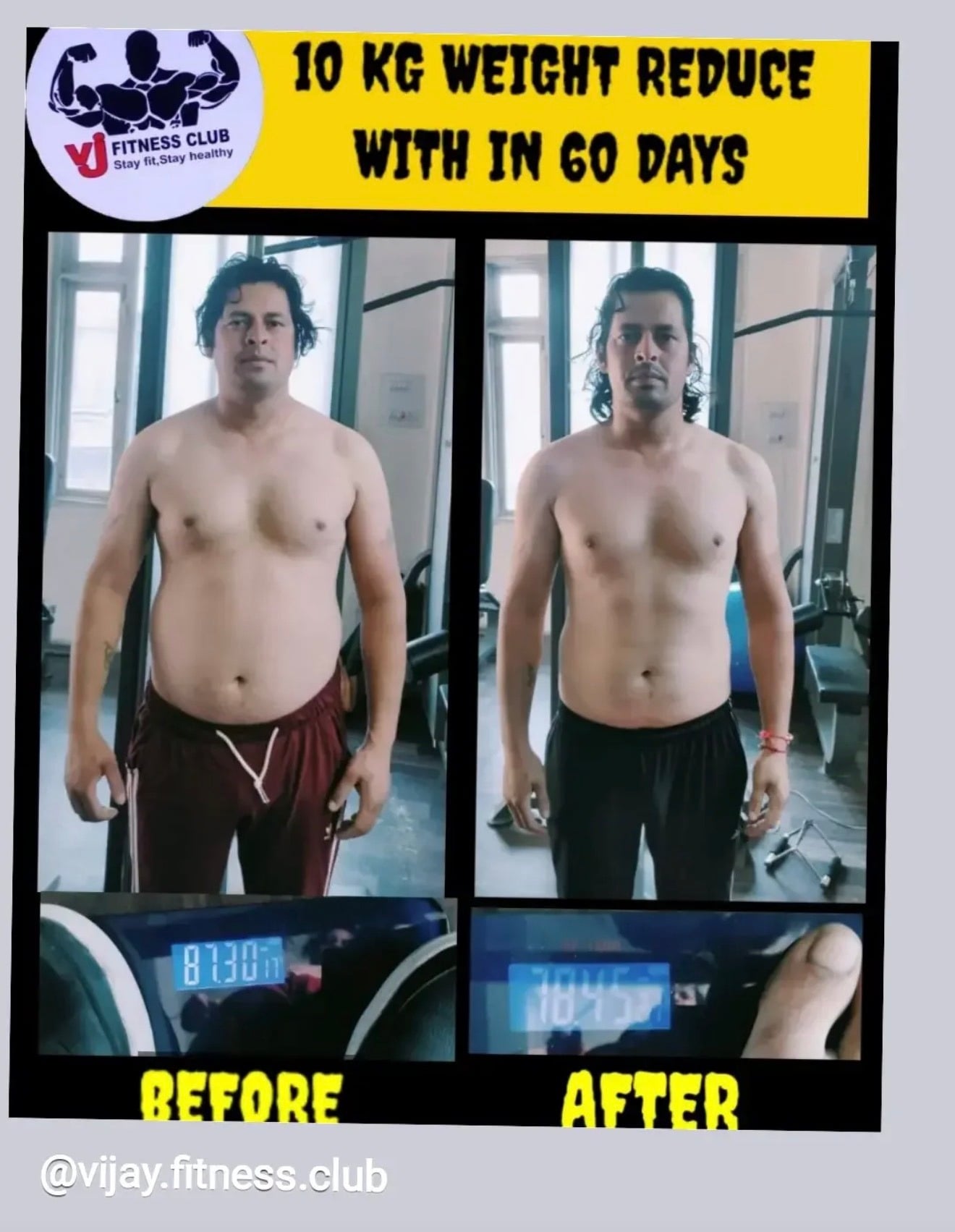 Member transformation at Vijay Fitness Club