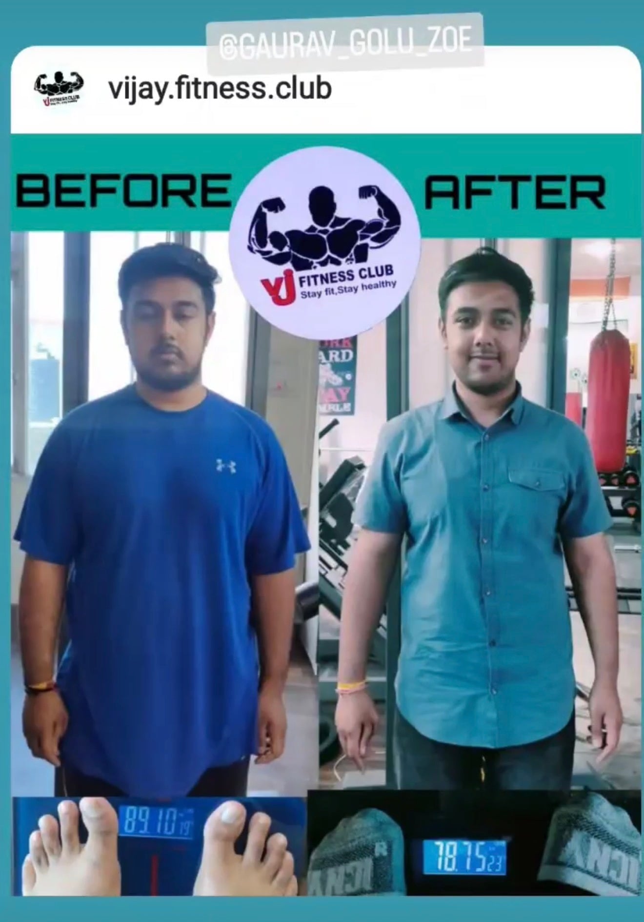 Member transformation at Vijay Fitness Club